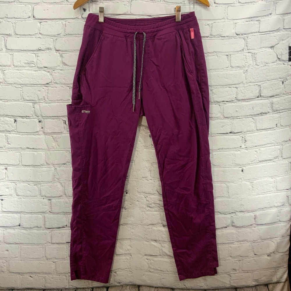 Grays Anatomy Scrub Pants Womens Petites Sz SP Active Spandex Stretch Pink Flaw